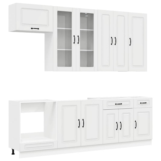 Kitchen Unit KALMAR 8 pcs High Gloss White Engineered Wood Kitchen Unit KALMAR 8 pcs High Gloss White Engineered Wood