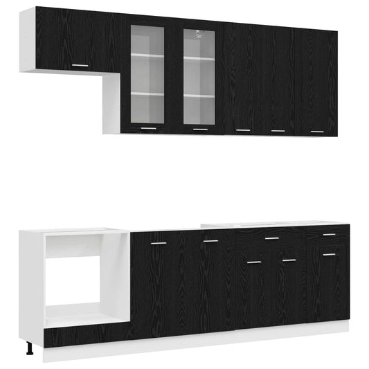 Kitchen Unit LYON 8 pcs Black Oak Engineered Wood Kitchen Unit LYON 8 pcs Black Oak Engineered Wood