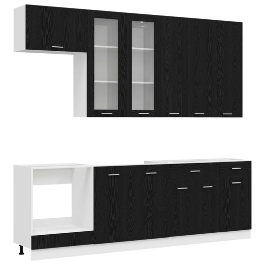 Kitchen Unit LYON 8 pcs Black Oak Engineered Wood Kitchen Unit LYON 8 pcs Black Oak Engineered Wood
