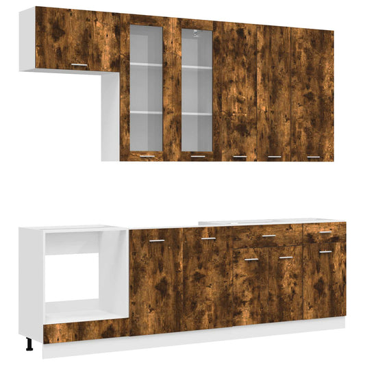 Kitchen Unit LYON 8 pcs Smoked Oak Engineered Wood Kitchen Unit LYON 8 pcs Smoked Oak Engineered Wood