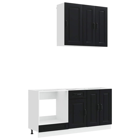 Kitchen Unit KALMAR 5 pcs Black Engineered Wood Kitchen Unit KALMAR 5 pcs Black Engineered Wood