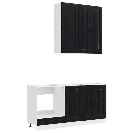 Kitchen Unit KALMAR 5 pcs Black Engineered Wood Kitchen Unit KALMAR 5 pcs Black Engineered Wood