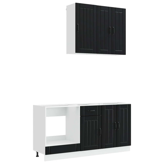 Kitchen Unit LUCCA 5 pcs Black Engineered Wood Kitchen Unit LUCCA 5 pcs Black Engineered Wood