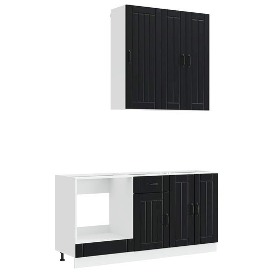 Kitchen Unit LUCCA 5 pcs Black Engineered Wood Kitchen Unit LUCCA 5 pcs Black Engineered Wood