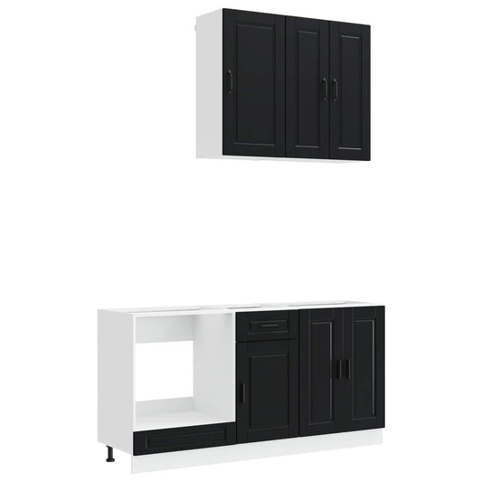 Kitchen Unit PORTO 5 pcs Black Engineered Wood Kitchen Unit PORTO 5 pcs Black Engineered Wood