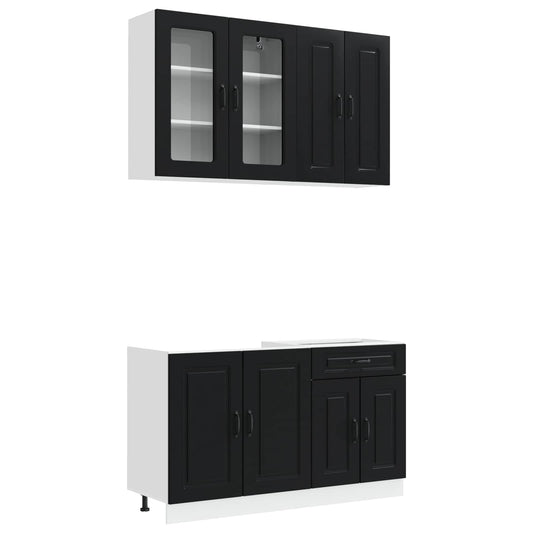 Kitchen Unit KALMAR 4 pcs Black Engineered Wood Kitchen Unit KALMAR 4 pcs Black Engineered Wood