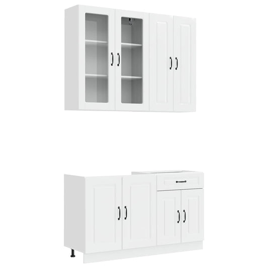 Kitchen Unit KALMAR 4 pcs High Gloss White Engineered Wood Kitchen Unit KALMAR 4 pcs High Gloss White Engineered Wood