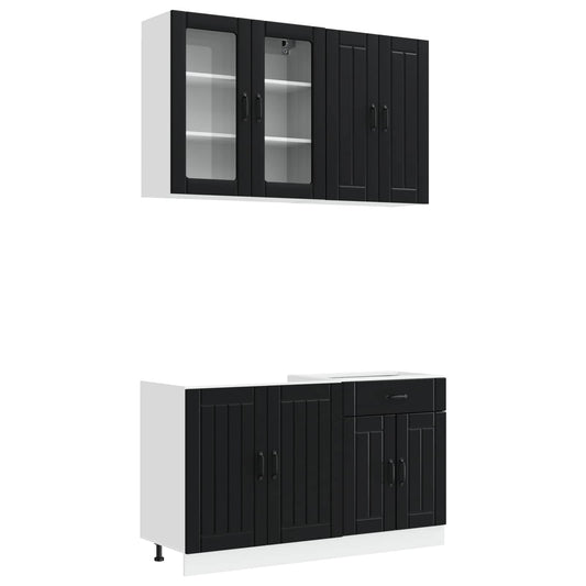 Kitchen Unit LUCCA 4 pcs Black Engineered Wood Kitchen Unit LUCCA 4 pcs Black Engineered Wood