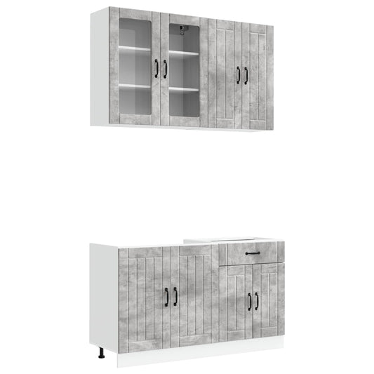 Kitchen Unit LUCCA 4 pcs Concrete Grey Engineered Wood Kitchen Unit LUCCA 4 pcs Concrete Grey Engineered Wood