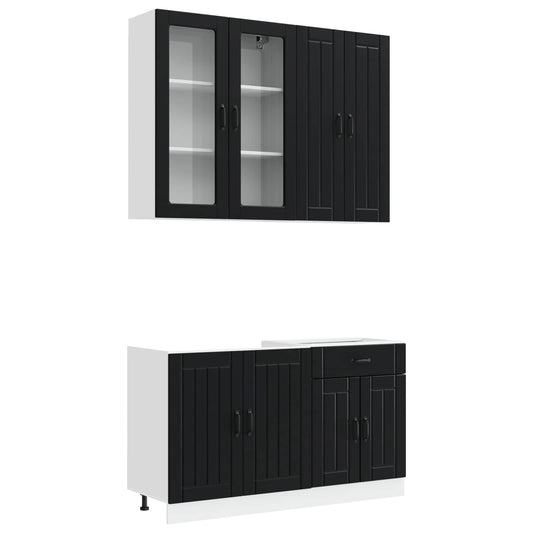 Kitchen Unit LUCCA 4 pcs Black Engineered Wood Kitchen Unit LUCCA 4 pcs Black Engineered Wood