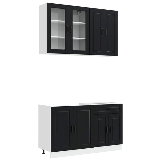 Kitchen Unit PORTO 4 pcs Black Engineered Wood Kitchen Unit PORTO 4 pcs Black Engineered Wood