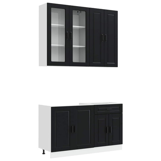Kitchen Unit PORTO 4 pcs Black Engineered Wood Kitchen Unit PORTO 4 pcs Black Engineered Wood