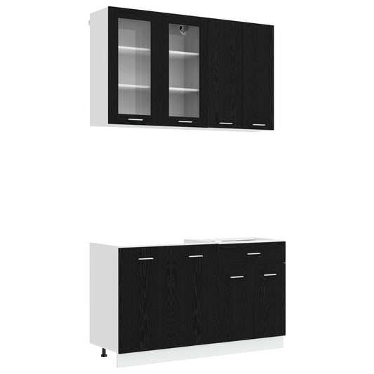 Kitchen Unit LYON 4 pcs Black Oak Engineered Wood Kitchen Unit LYON 4 pcs Black Oak Engineered Wood