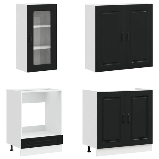 Kitchen Unit KALMAR 8 pcs Black Engineered Wood Kitchen Unit KALMAR 8 pcs Black Engineered Wood