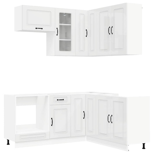 Kitchen Unit KALMAR 8 pcs High Gloss White Engineered Wood Kitchen Unit KALMAR 8 pcs High Gloss White Engineered Wood