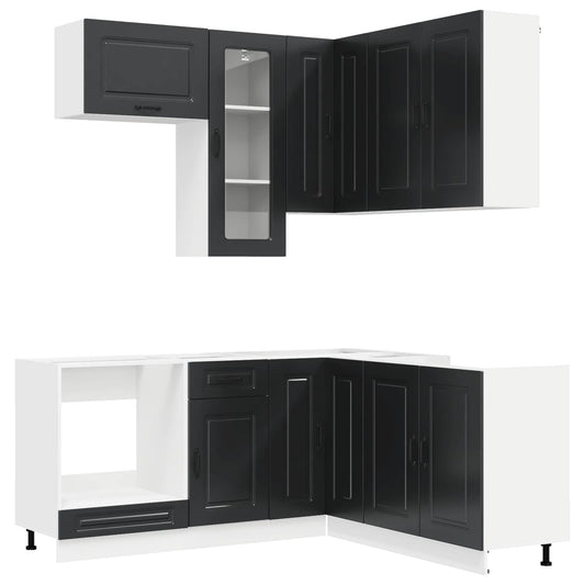 Kitchen Unit KALMAR 8 pcs Black Engineered Wood Kitchen Unit KALMAR 8 pcs Black Engineered Wood