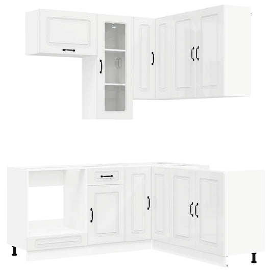 Kitchen Unit KALMAR 8 pcs High Gloss White Engineered Wood Kitchen Unit KALMAR 8 pcs High Gloss White Engineered Wood