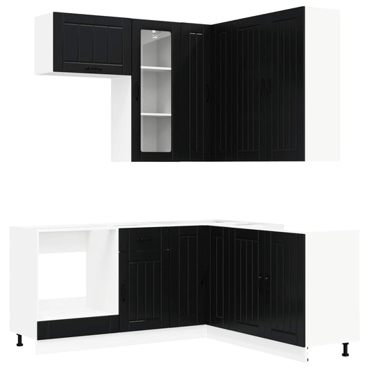 Kitchen Unit LUCCA 8 pcs Black Engineered Wood Kitchen Unit LUCCA 8 pcs Black Engineered Wood