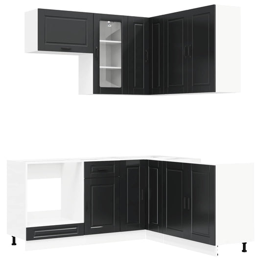 Kitchen Unit PORTO 8 pcs Black Engineered Wood Kitchen Unit PORTO 8 pcs Black Engineered Wood