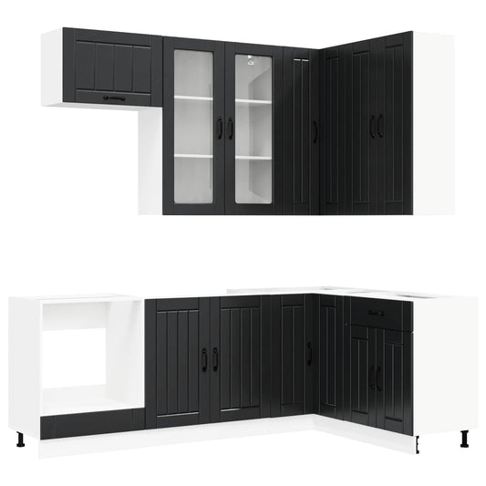 Kitchen Unit LUCCA 8 pcs Black Engineered Wood Kitchen Unit LUCCA 8 pcs Black Engineered Wood