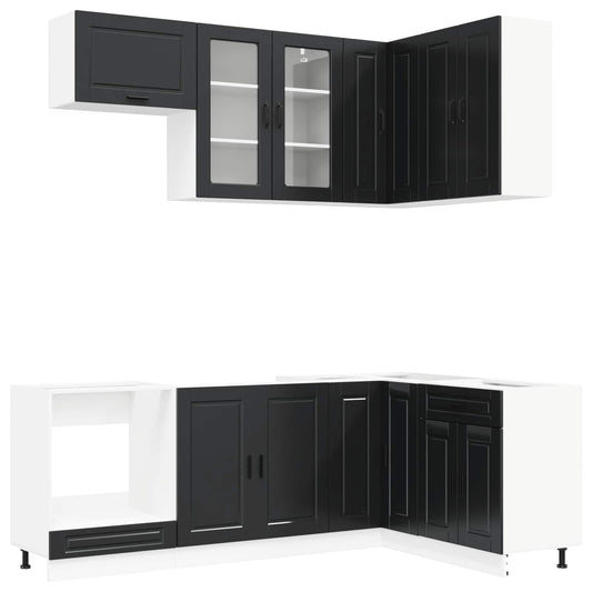 Kitchen Unit PORTO 8 pcs Black Engineered Wood Kitchen Unit PORTO 8 pcs Black Engineered Wood