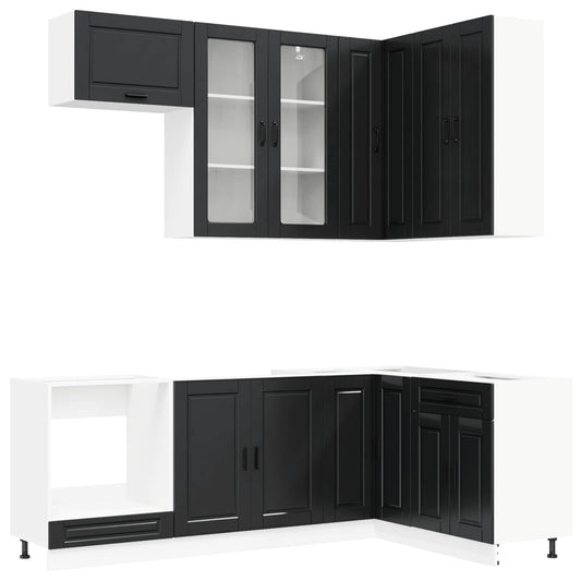 Kitchen Unit PORTO 8 pcs Black Engineered Wood Kitchen Unit PORTO 8 pcs Black Engineered Wood