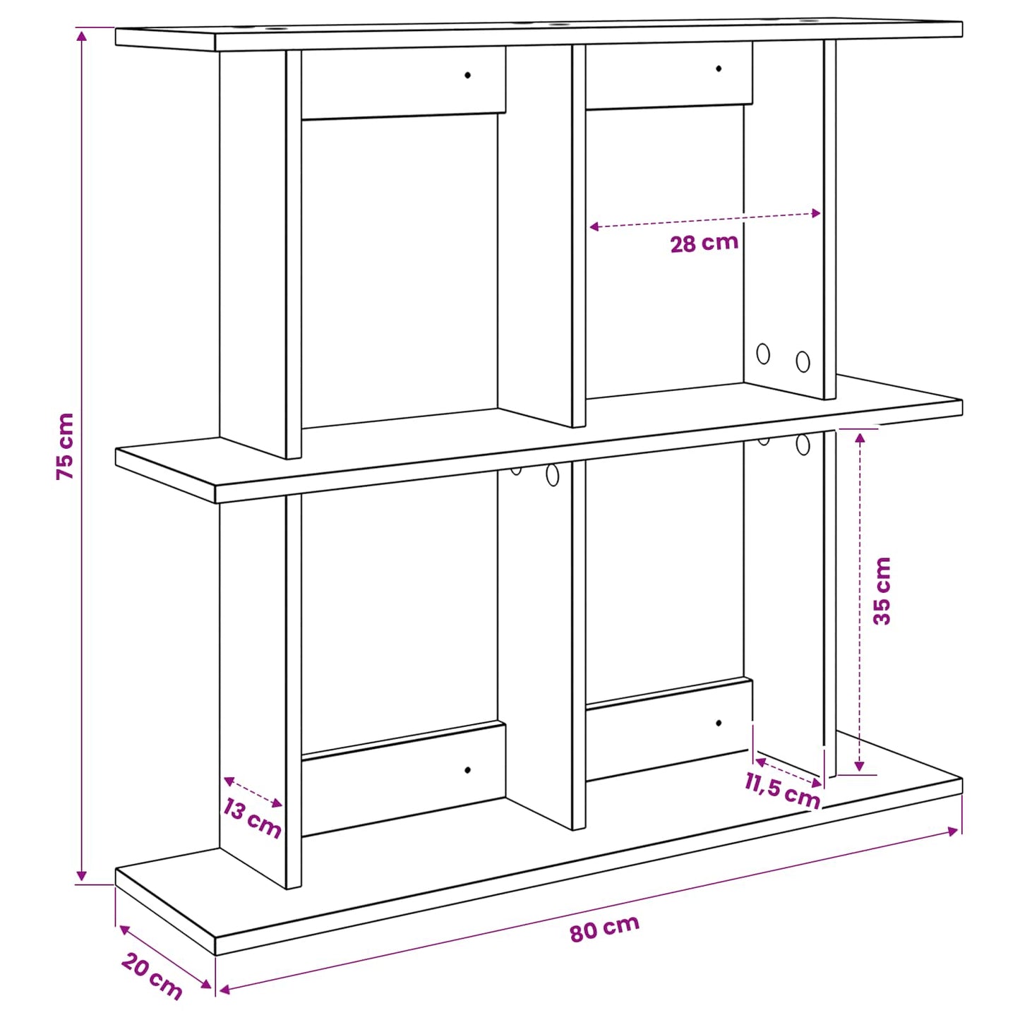 Wall Shelf Wall-Mounted Artisan Oak 80 x 20 x 75 cm