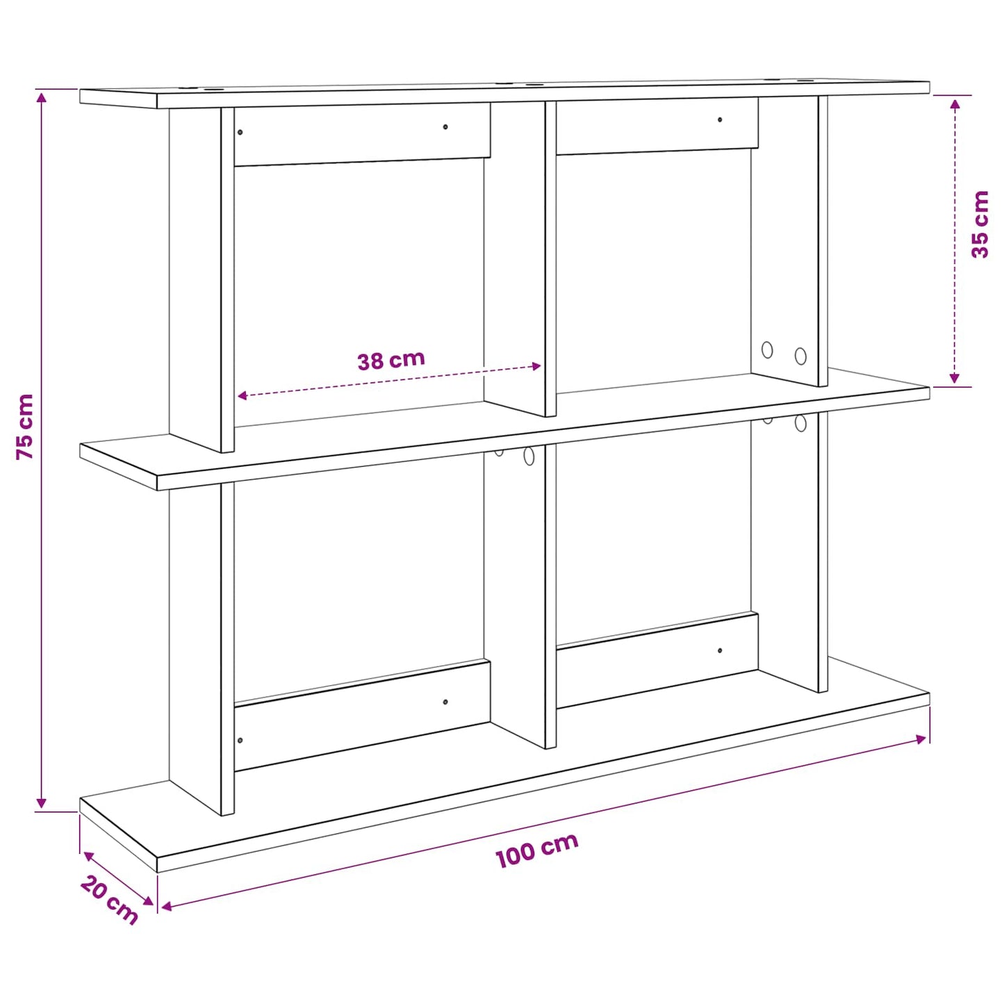 Wall Shelf Wall-Mounted Old Wood 100 x 20 x 75 cm