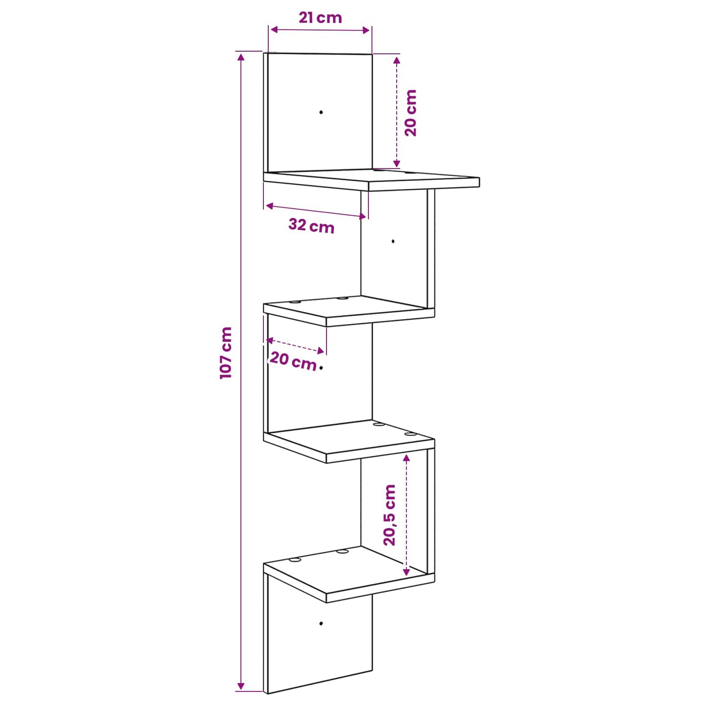 Wall Shelf Wall-Mounted Sonoma Oak 32 x 21 x107 cm