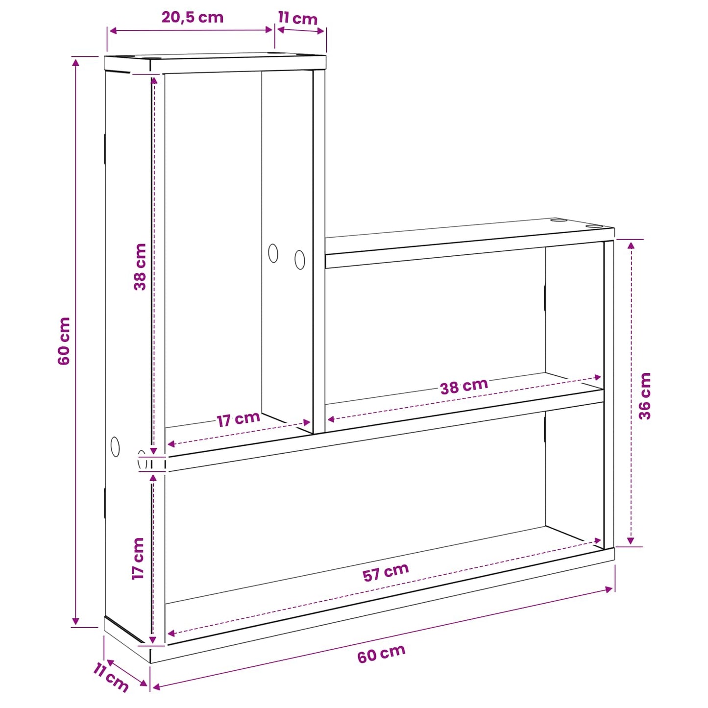 Wall Shelf Grey Sonoma 60 x 11 x 60 cm Engineered Wood