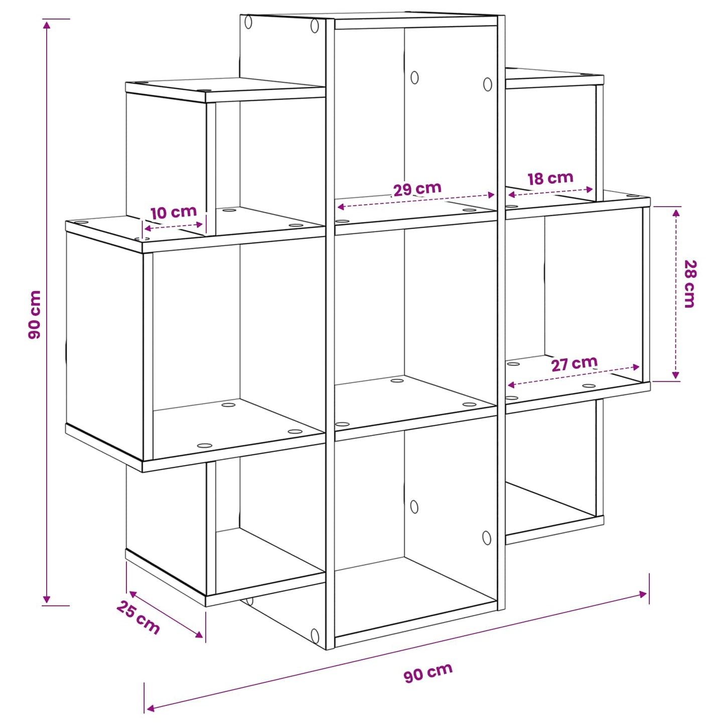 Wall Shelf Artisan Oak 90 x 25 x 90 cm Engineered Wood