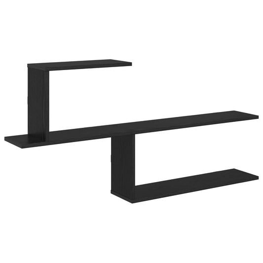 Wall Shelf Black Oak 122 x 18 x 60 cm Engineered Wood Wall Shelf Black Oak 122 x 18 x 60 cm Engineered Wood