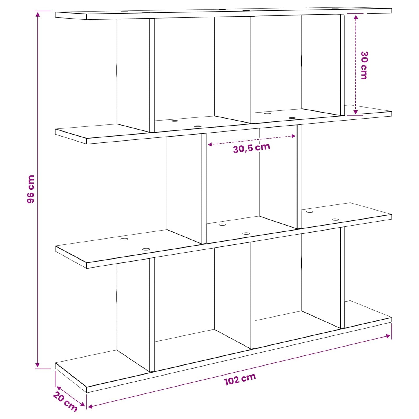 Wall Shelf White 102 x 20 x 96 cm Engineered Wood