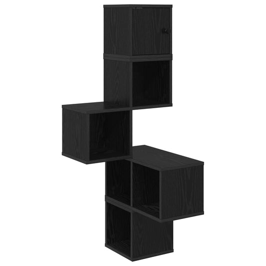 Wall Corner Shelf Black Oak 48 x 48 x 120 cm Engineered Wood Wall Corner Shelf Black Oak 48 x 48 x 120 cm Engineered Wood