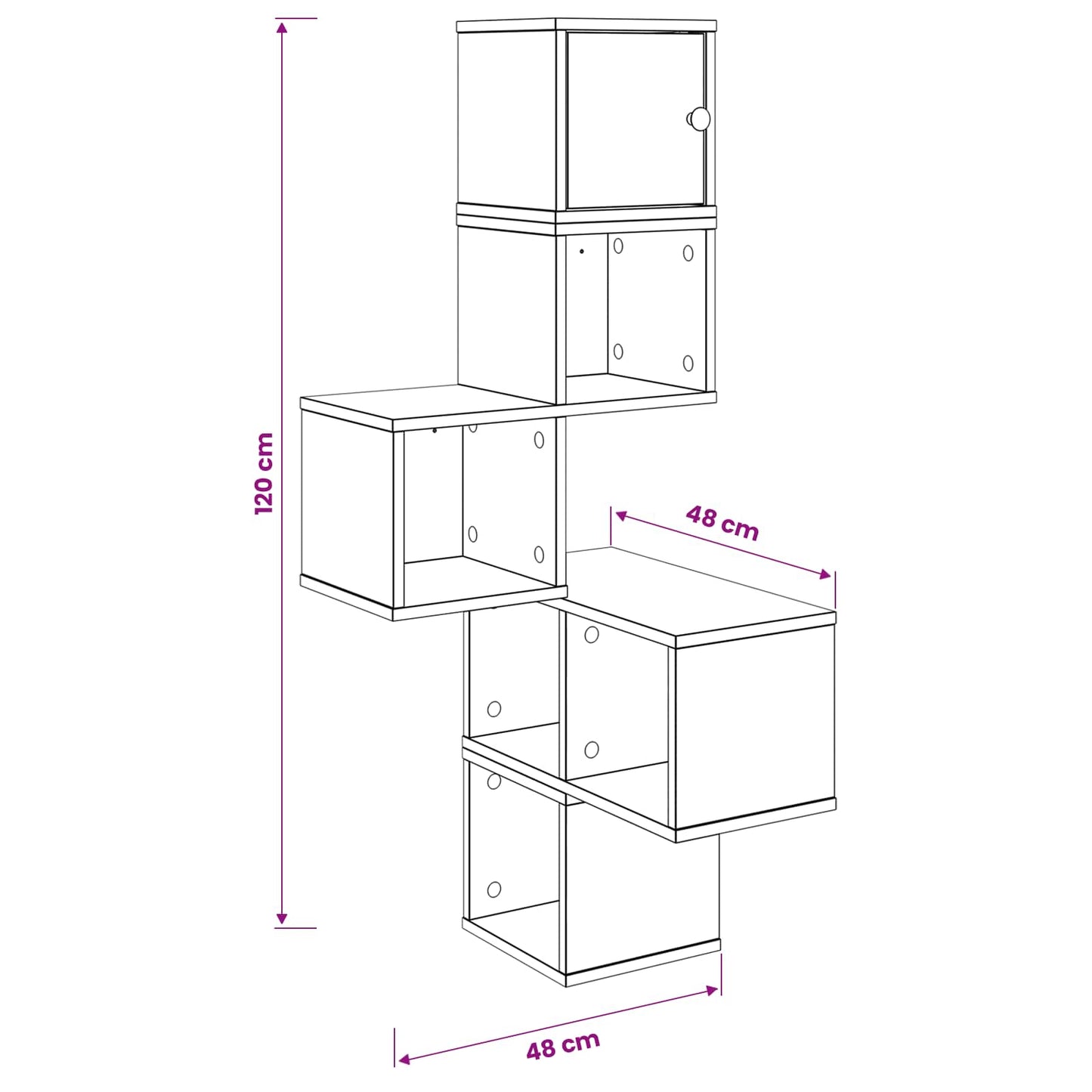 Wall Corner Shelf Smoked Oak 48 x 48 x 120 cm Engineered Wood