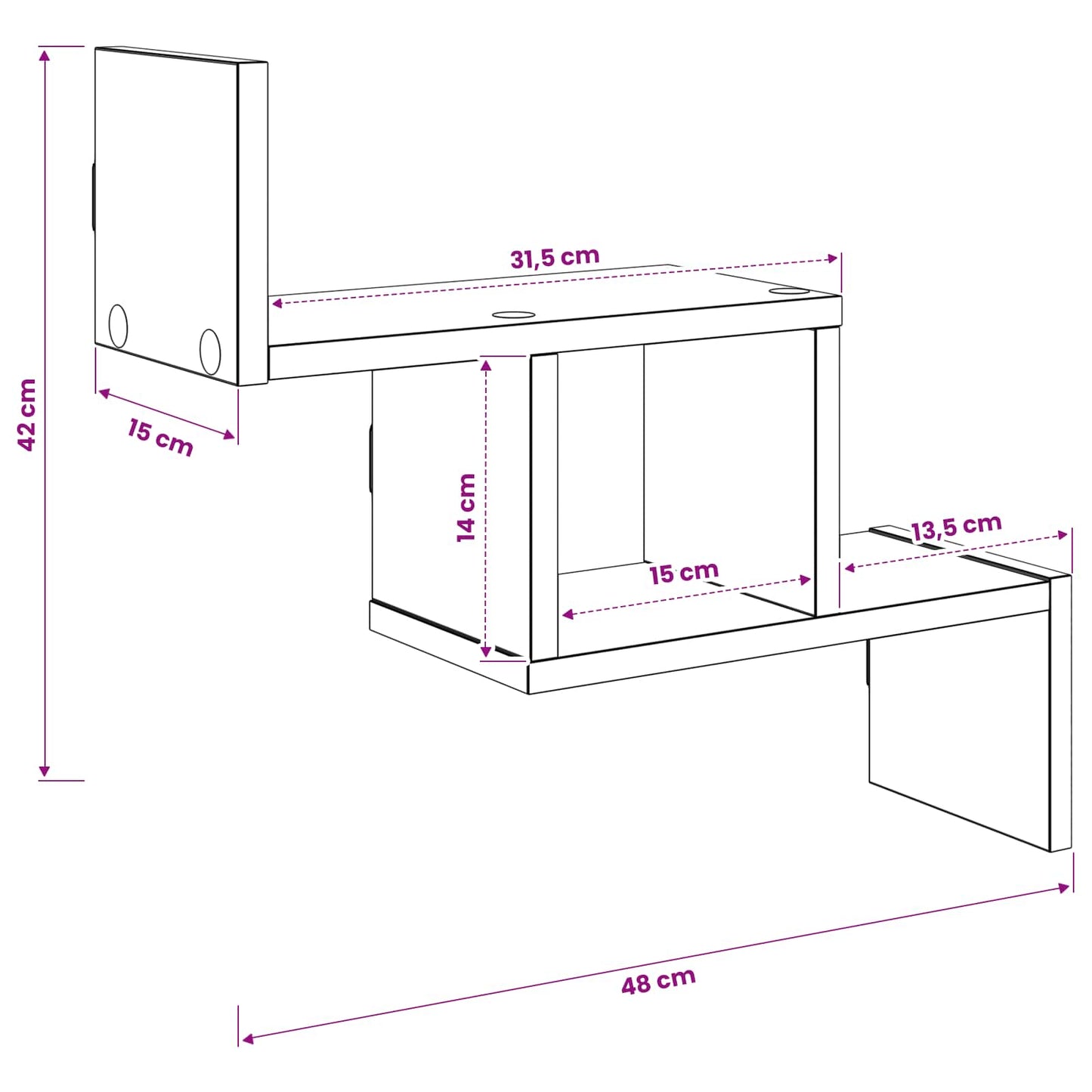 Wall Shelf Black Oak 48 x 15 x 42 cm Engineered Wood