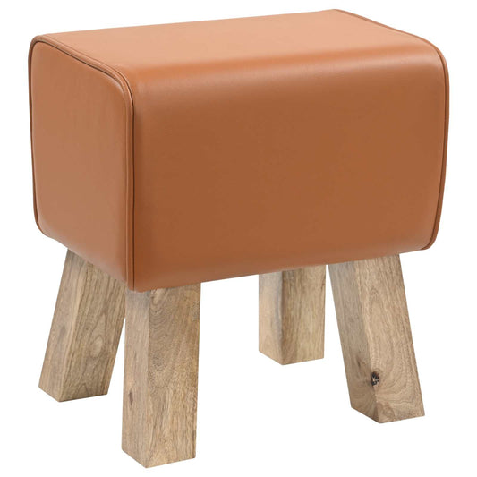 Bench 40 x 30 x 45 cm Real Leather Brown Bench 40 x 30 x 45 cm Real Leather Brown