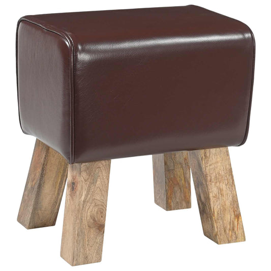 Bench 40 x 30 x 45 cm Real Leather Dark Brown Bench 40 x 30 x 45 cm Real Leather Dark Brown