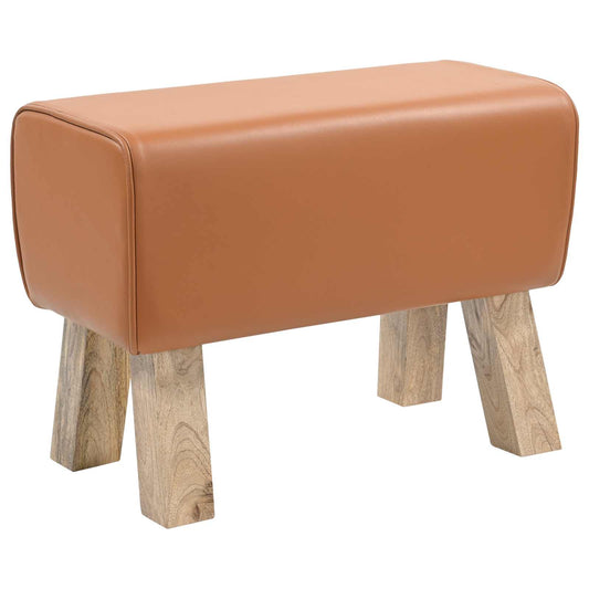 Bench 60 x 30 x 45 cm Real Leather Brown Bench 60 x 30 x 45 cm Real Leather Brown