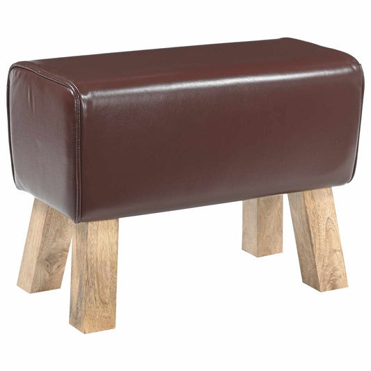 Bench 60 x 30 x 45 cm Real Leather Dark Brown Bench 60 x 30 x 45 cm Real Leather Dark Brown