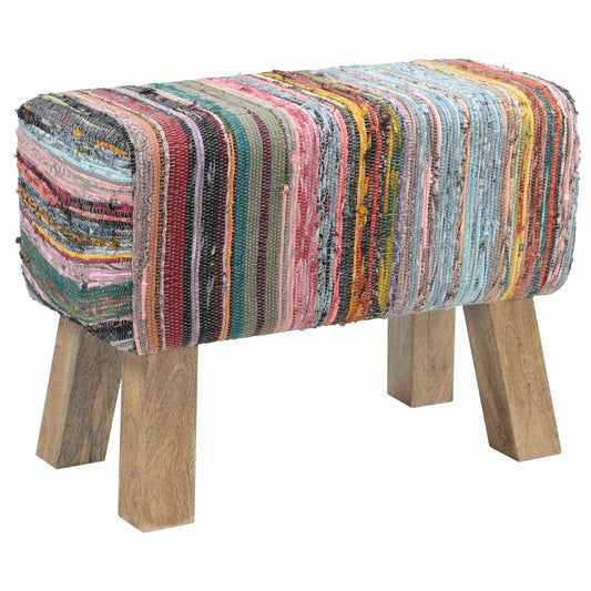 Bench 60 x 30 x 45 cm Real Leather Multicolour Bench 60 x 30 x 45 cm Real Leather Multicolour