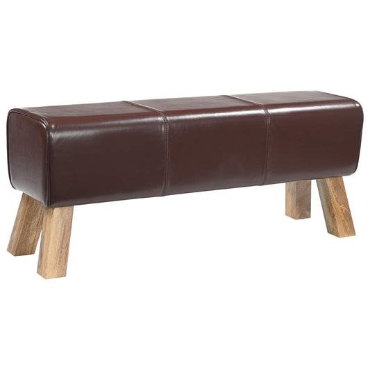 Bench 110 x 30 x 45 cm Real Leather Dark Brown Bench 110 x 30 x 45 cm Real Leather Dark Brown