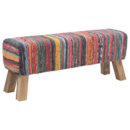 Bench 110 x 30 x 45 cm Real Leather Multicolour Bench 110 x 30 x 45 cm Real Leather Multicolour