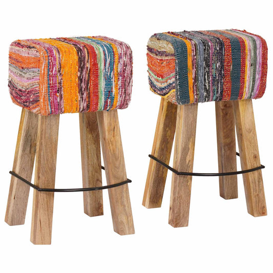 Bar Stool 2 pcs Multicolour 44 x 33 x 74 cm Real Leather Bar Stool 2 pcs Multicolour 44 x 33 x 74 cm Real Leather