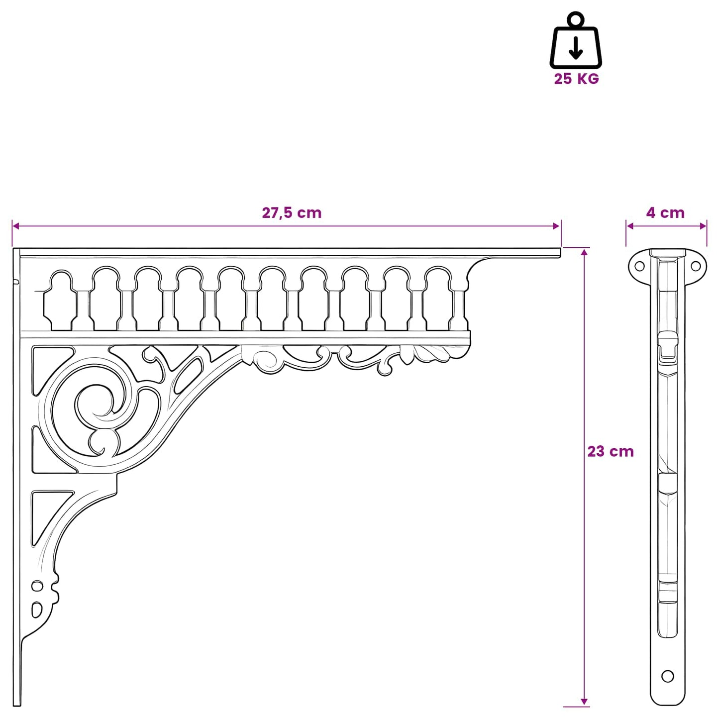Wall Shelf Brackets 12 pcs Antique Brown 27.5 x 23 x 4 cm Steel