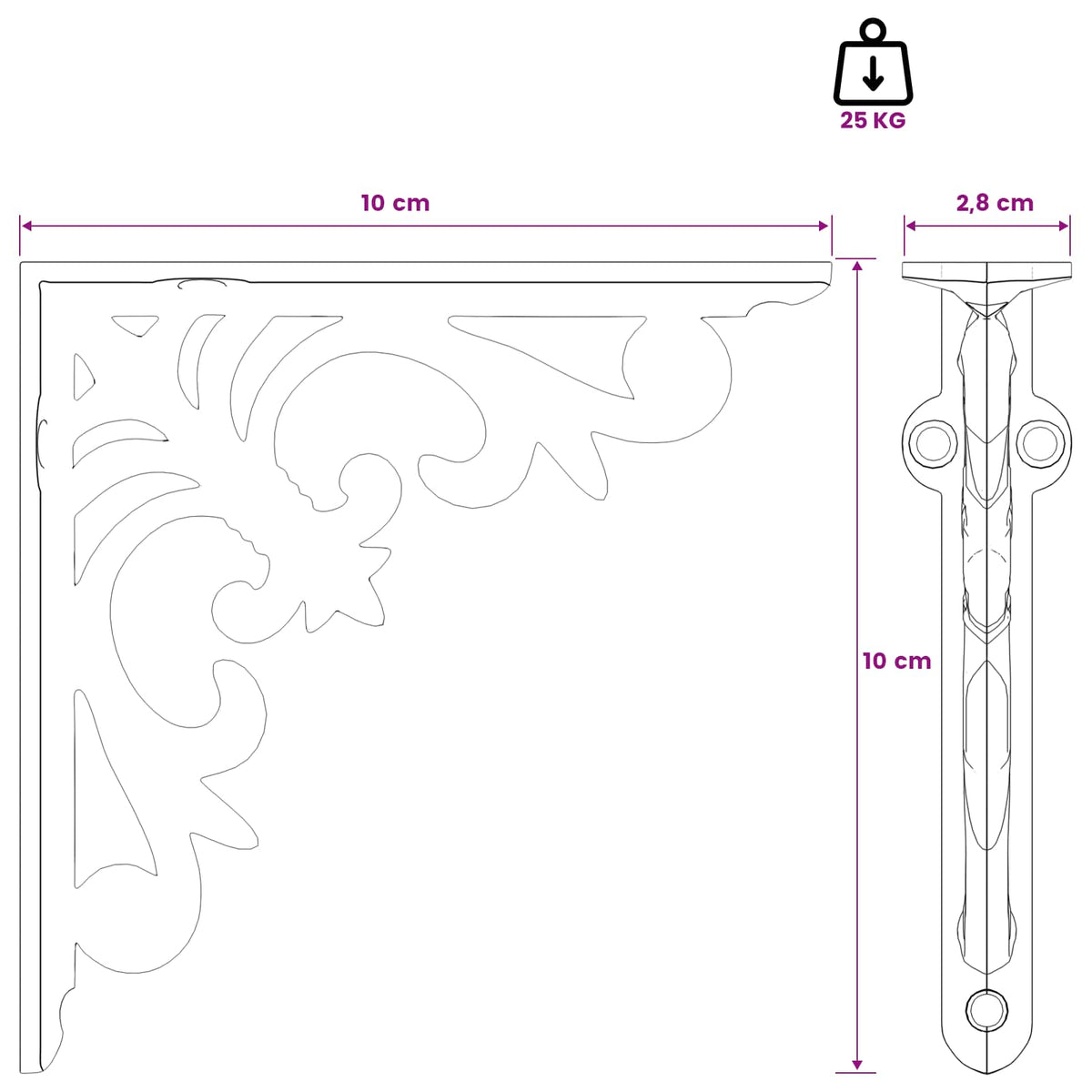 Wall Shelf Brackets 12 pcs Antique Brown 10 x 10 x 2.8 cm Steel