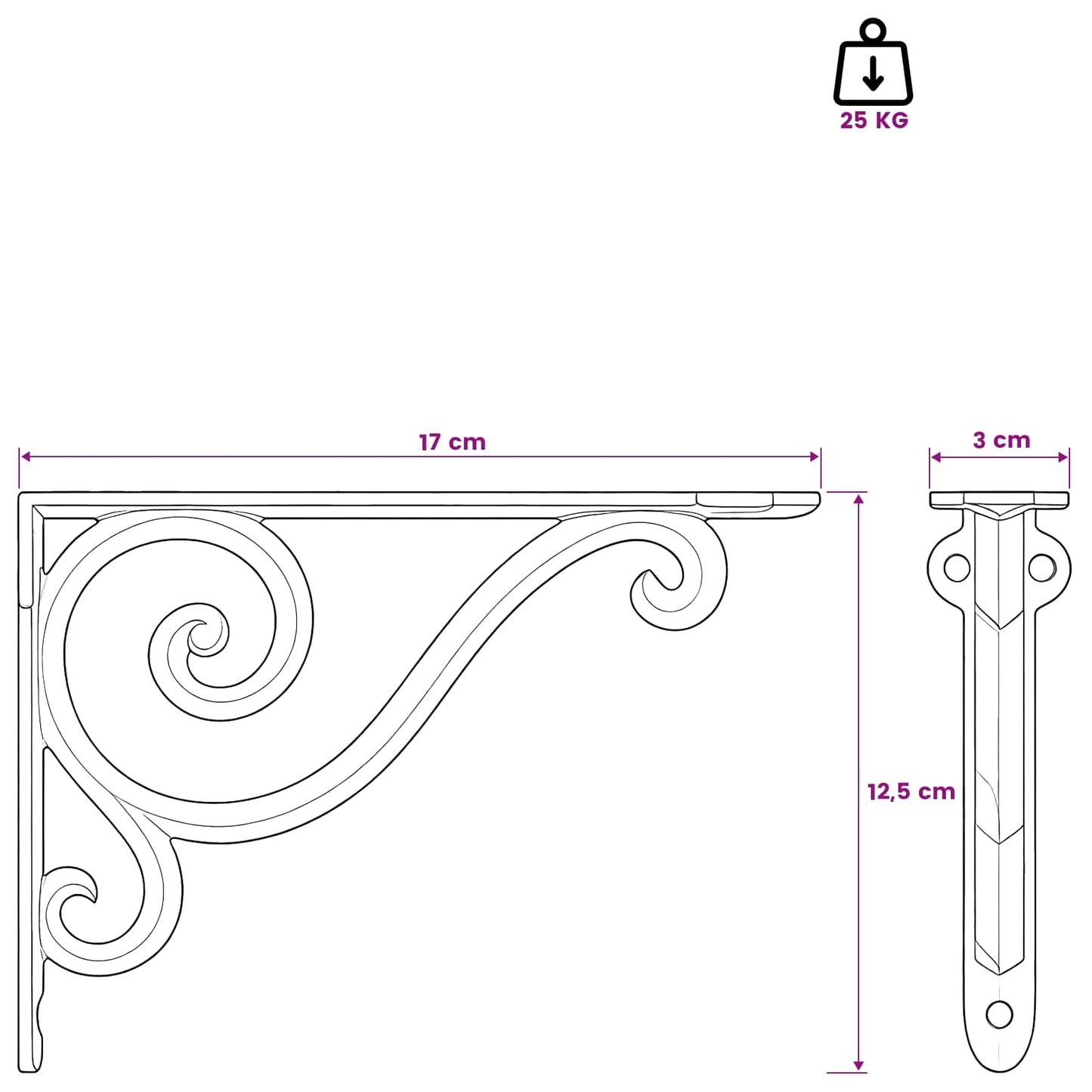 Wall Shelf Brackets 12 pcs Antique Brown 12.5 x 17 x 3 cm Steel