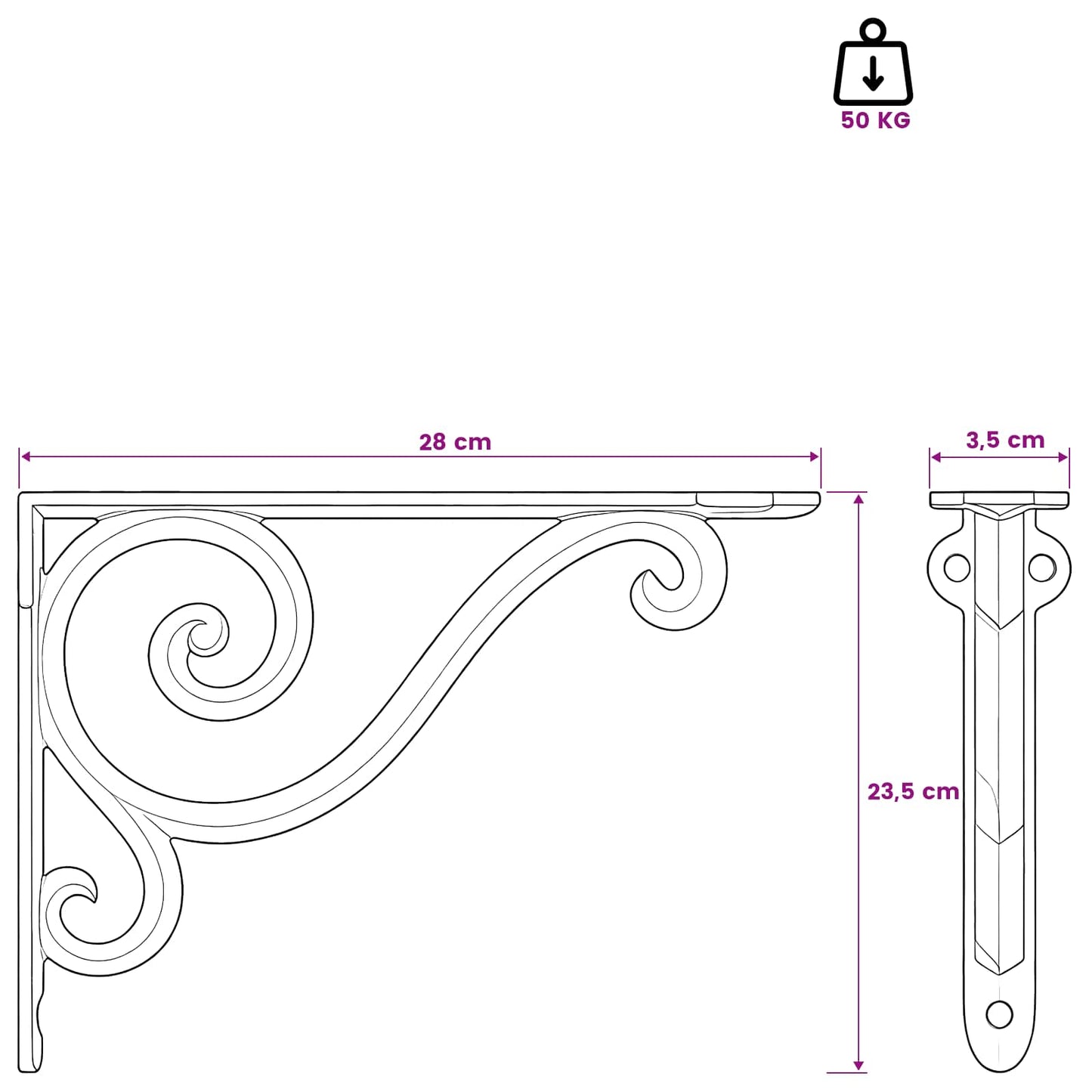 Wall Shelf Brackets 12 pcs Antique White 23.5 x 28 x 3.5 cm