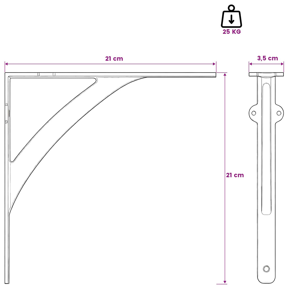 Wall Shelf Brackets 12 pcs Antique White 21 x 21 x 3.5 cm Steel