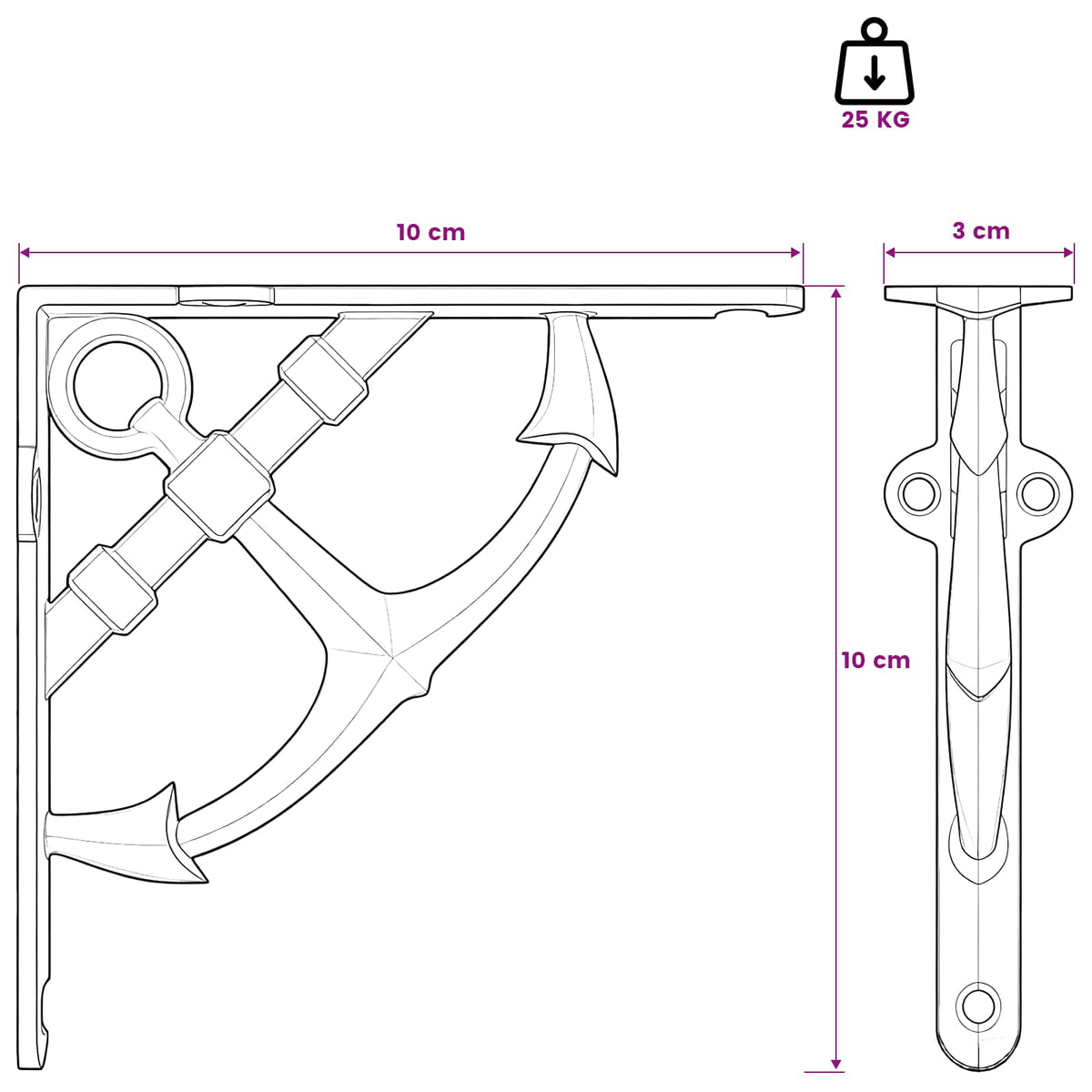 Wall Shelf Brackets 12 pcs Antique Brown 10 x 10 x 3 cm Steel